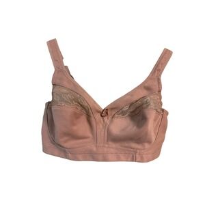 Breezies 34DD‎ Bra Full Coverage Wireless Lace Trimmed Comfort tan